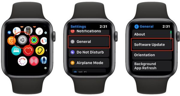 Kiểm tra cập nhật trên chính Apple Watch